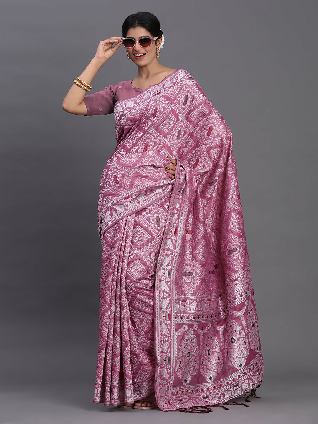 Shree Shyam Fashion Linen Cotton Purple Saree
