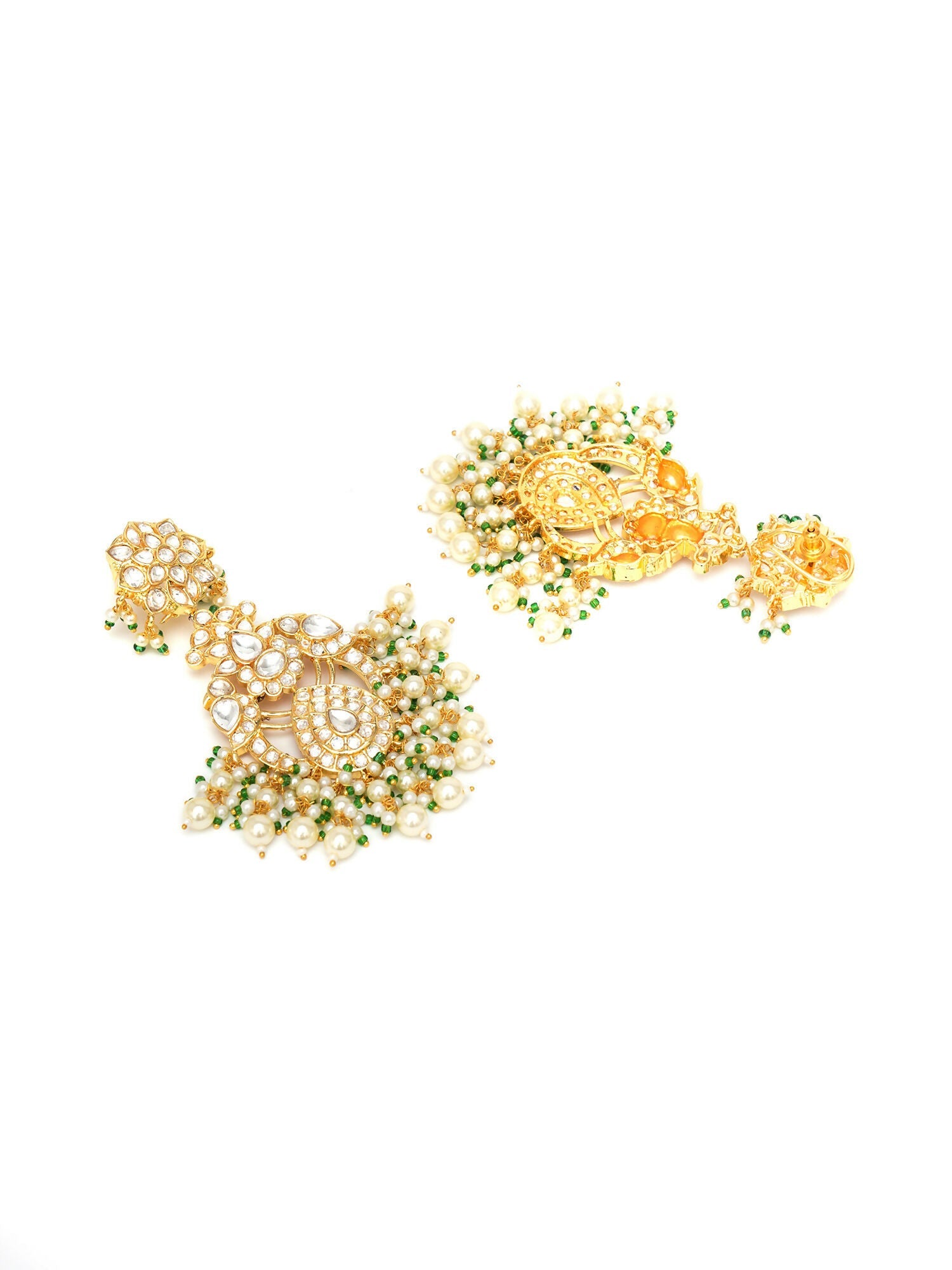 Kundan Chand Earrings (Gold) - Ruby Raang - Grab2buy