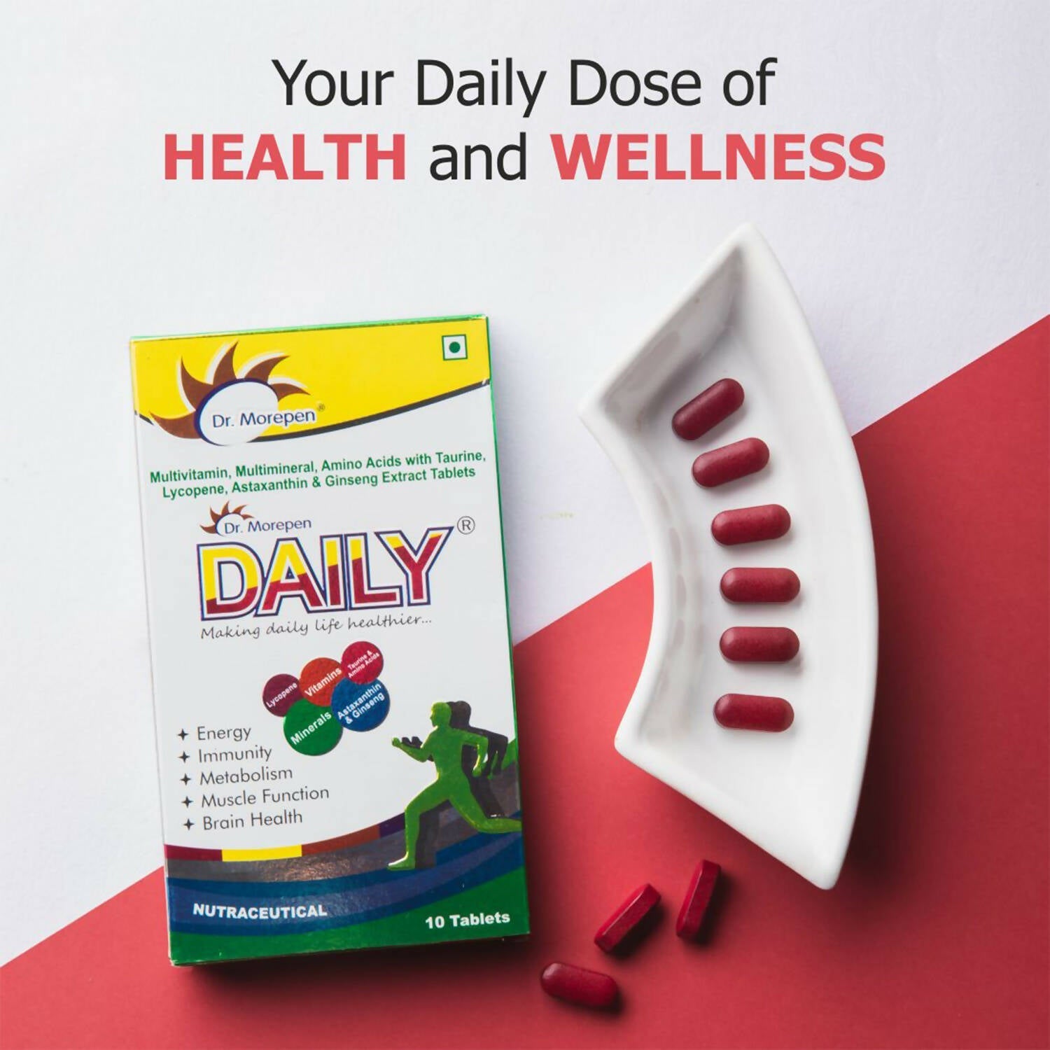 Dr. Morepen Daily Multivitamin Tablets for Women & Men, Multivitamins & Minerals Supplement 
