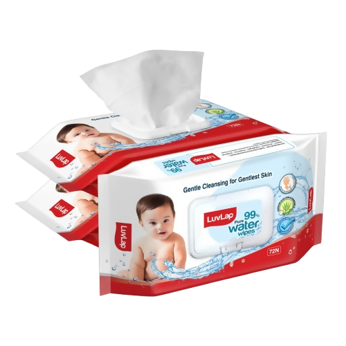 LuvLap Paraben Free 99% Pure Water Nourishing Baby Wipes, with Fliptop Lid