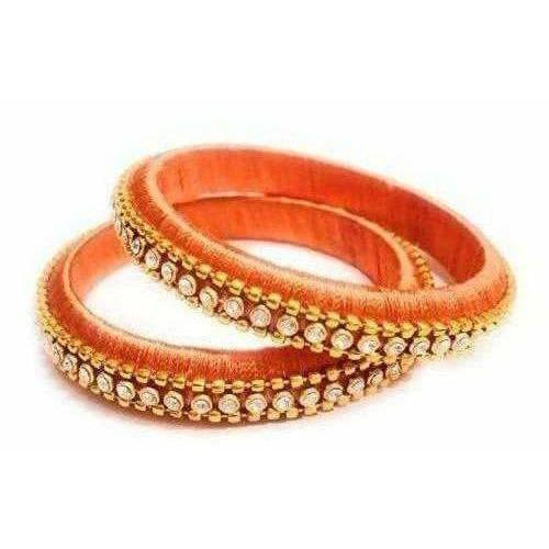 Orange Color with White Stones - Set of 2 Bangles - Grab2buy