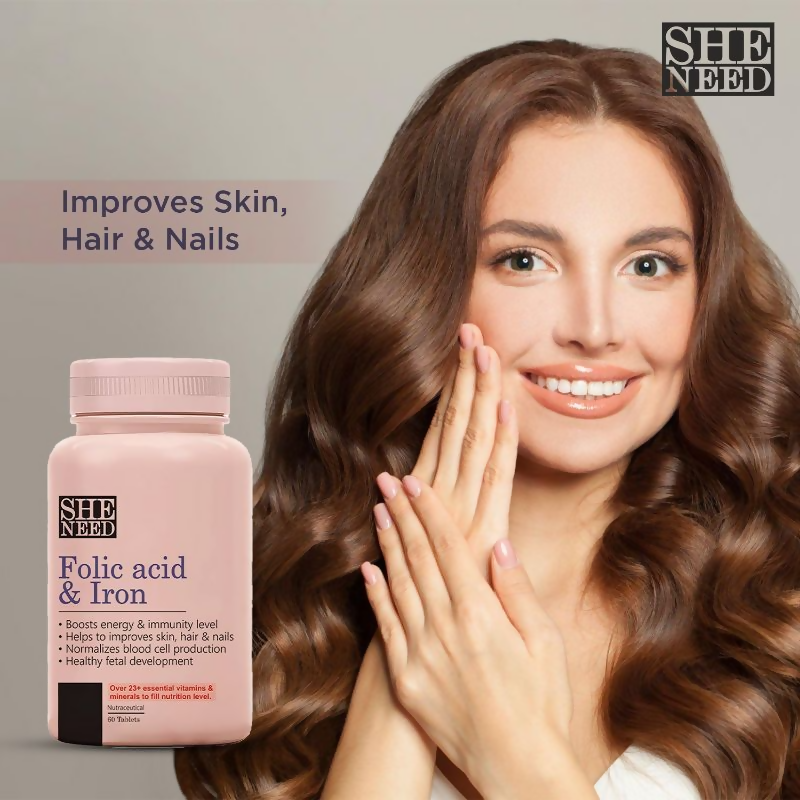 SheNeed Folic Acid & Iron Supplement Tablets For Pregnancy 
