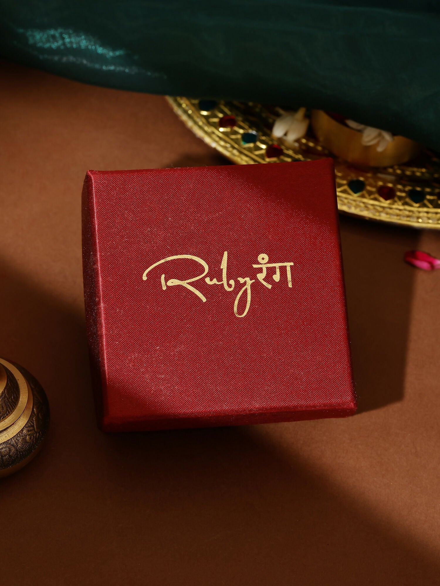 Ruby Raang Gold Green Meenakari & Pearl Hair Jewelry