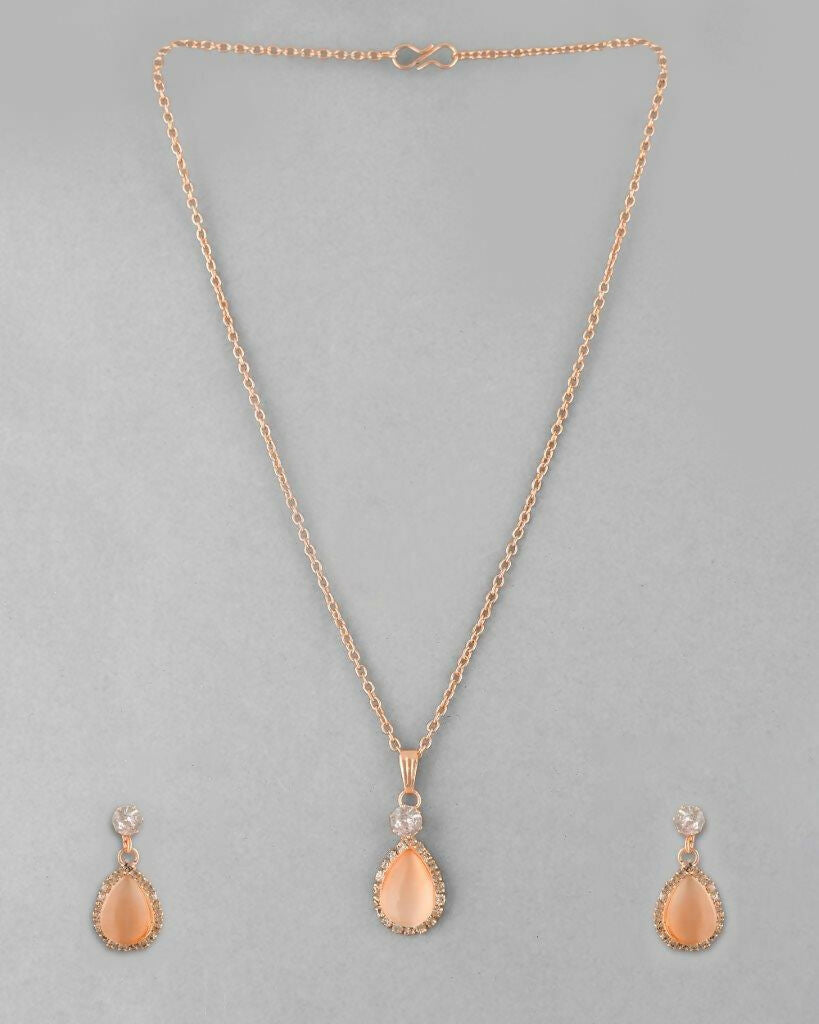 VOJ Gold Plated Yellow Stone With AD Stone Studded Chain Set - Grab2buy