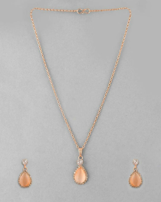 VOJ Gold Plated Yellow Stone With AD Stone Studded Chain Set - Grab2buy