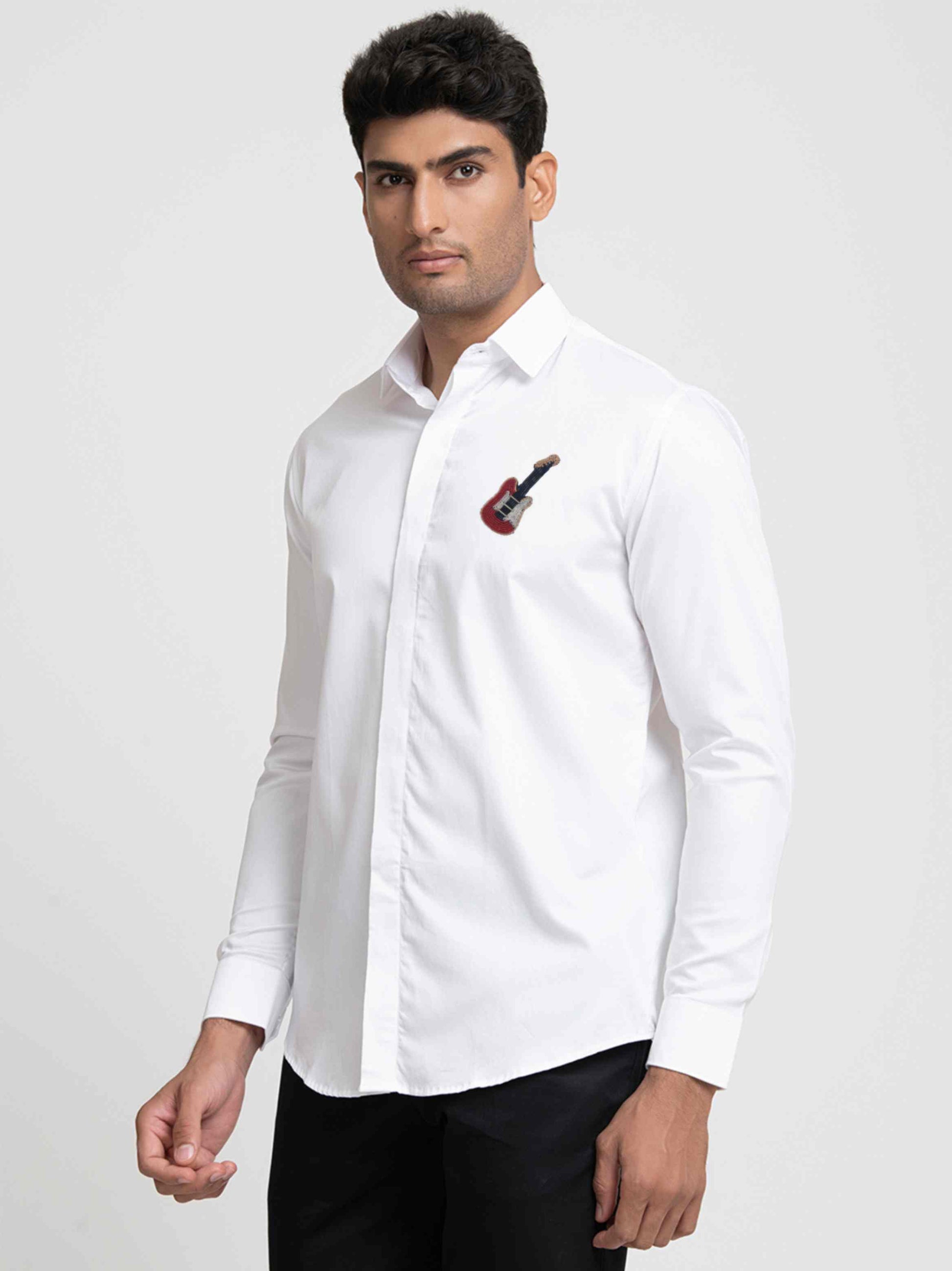Guitar Embroidery Shirt by Hilo Design