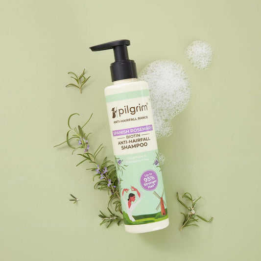 Pilgrim Spanish Rosemary & Biotin Anti Hairfall Shampoo For Reducing Hair Loss & Breakage - Distacart