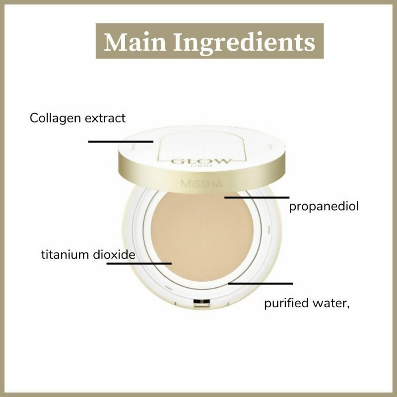 Missha Glow Cushion Light No.23 Sand SPF 37 PA+++  Grab2Buy Missha Grab2Buy