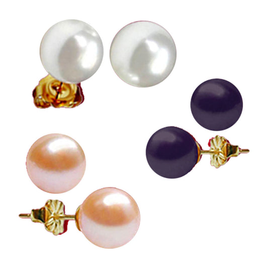J Pearls Multi Pearl Studs - Real Pearl Jewelry - Grab2buy
