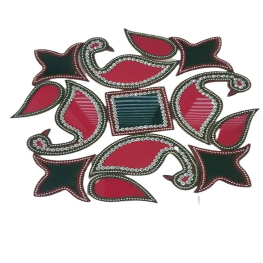 Kundan HandiKrafts Acrylic Red & Green Colour Jumbo Rangoli - Grab2buy