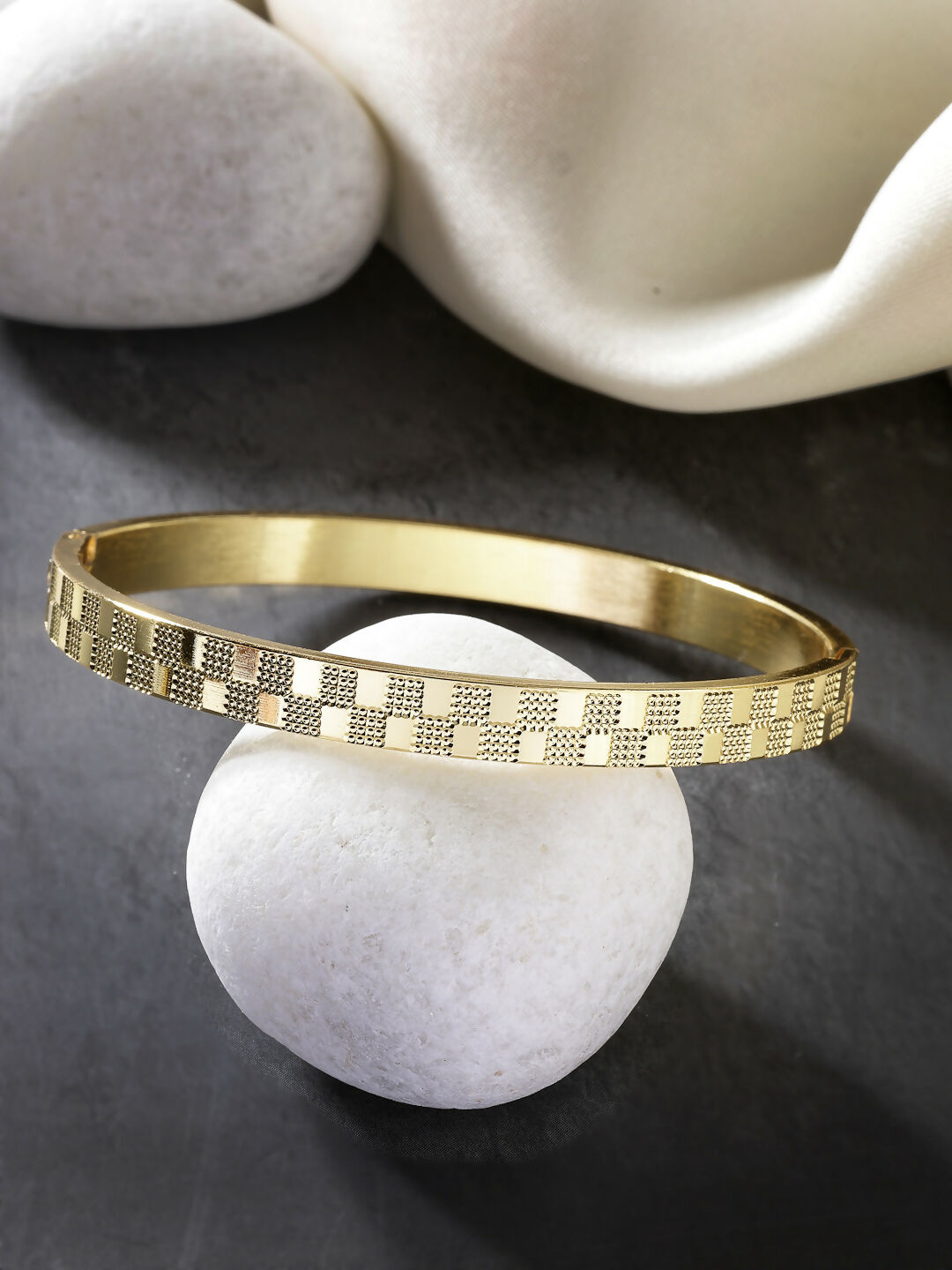 NVR Men's Set of 2 Gold & Black Rhodium-Plated Stainless Steel Kada Bracelet