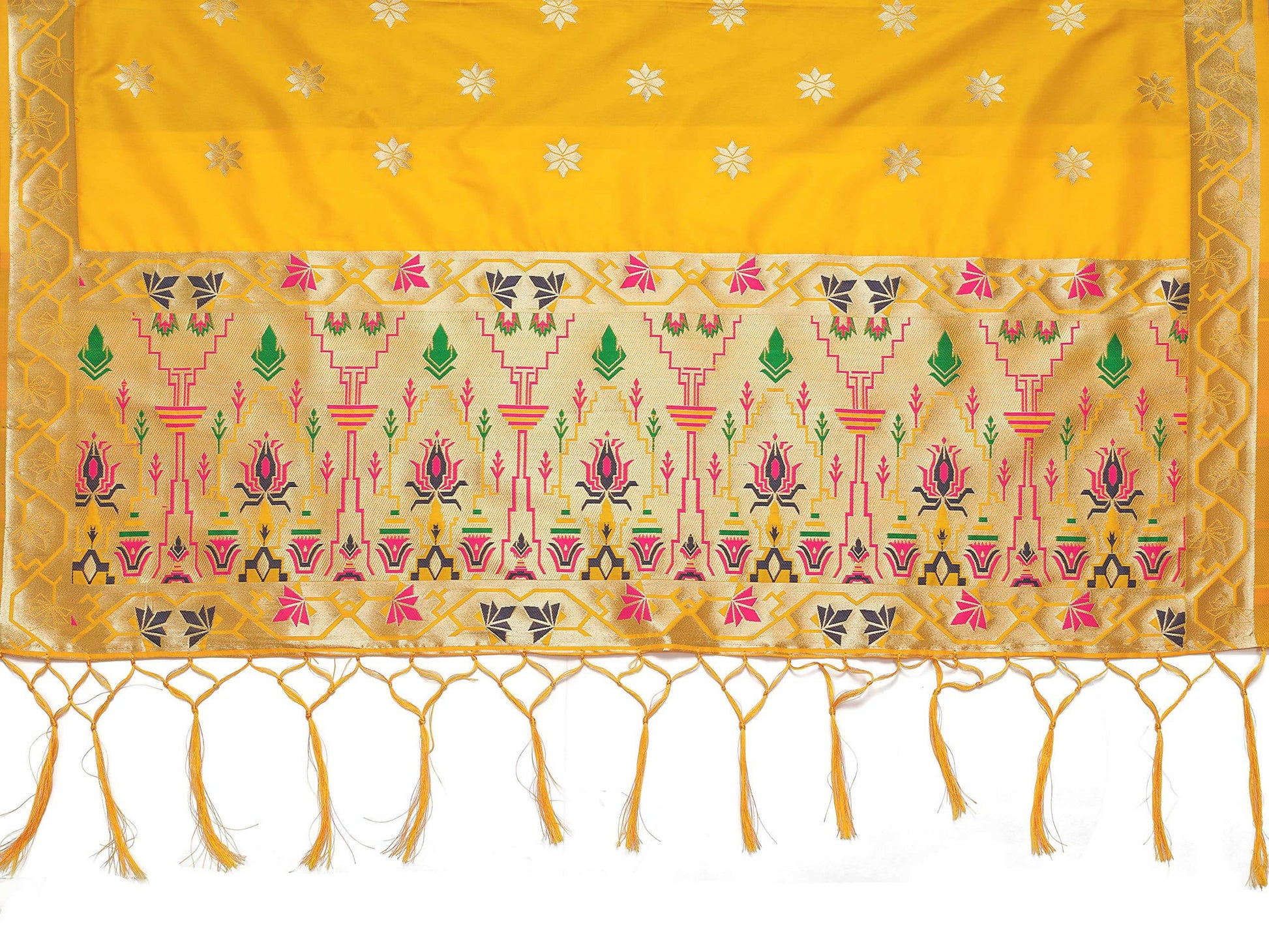 Mimosa Women's Floral Art Silk Gold Dupatta