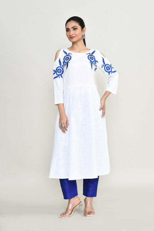 Joban Fashion White Rayon Kurta Set