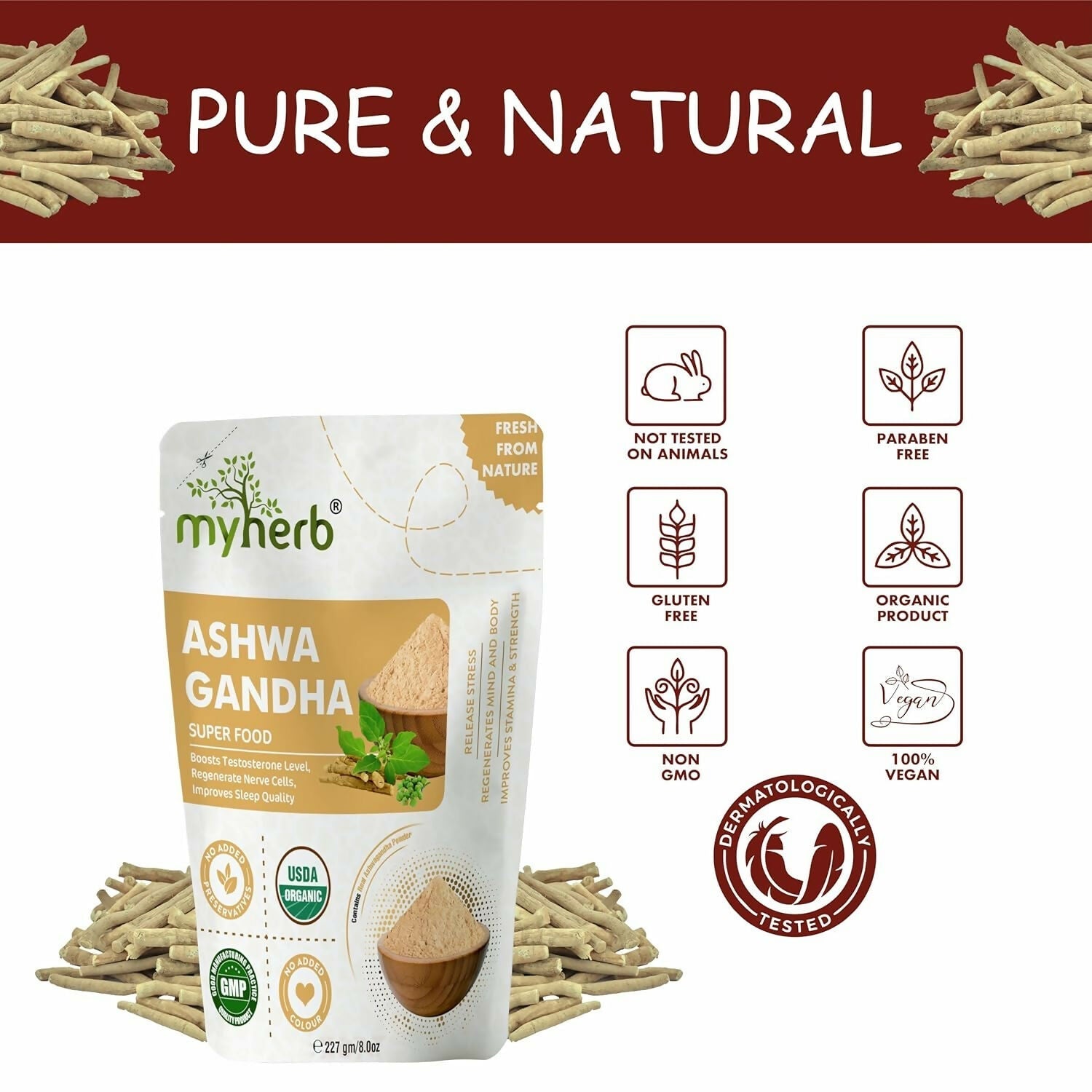 Myherb Pure Natural Organic Ashwagandha Powder 
