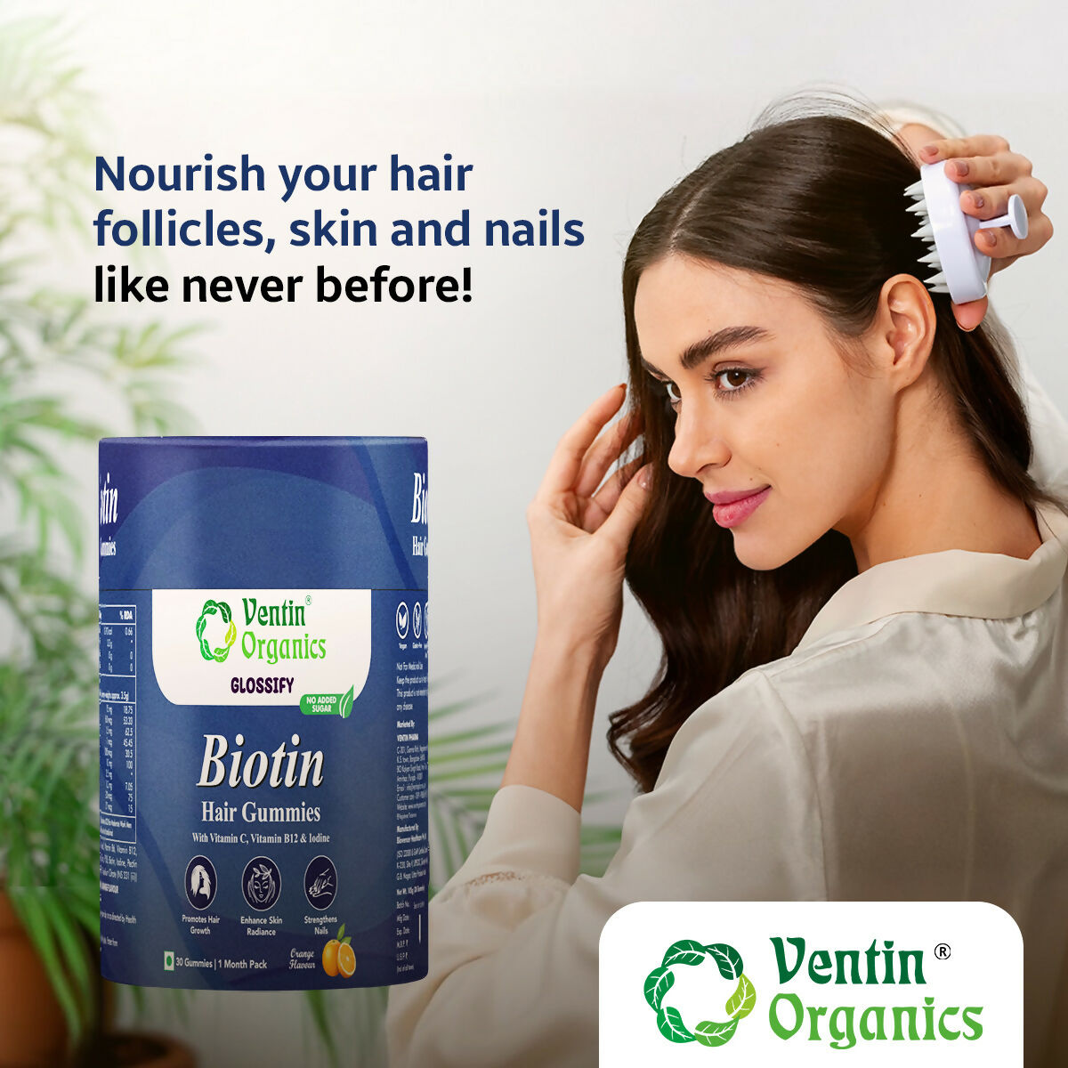 Ventin Organics Glossify Biotin Hair, Skin & Nails Gummies  Grab2Buy Ventin Organics Grab2Buy