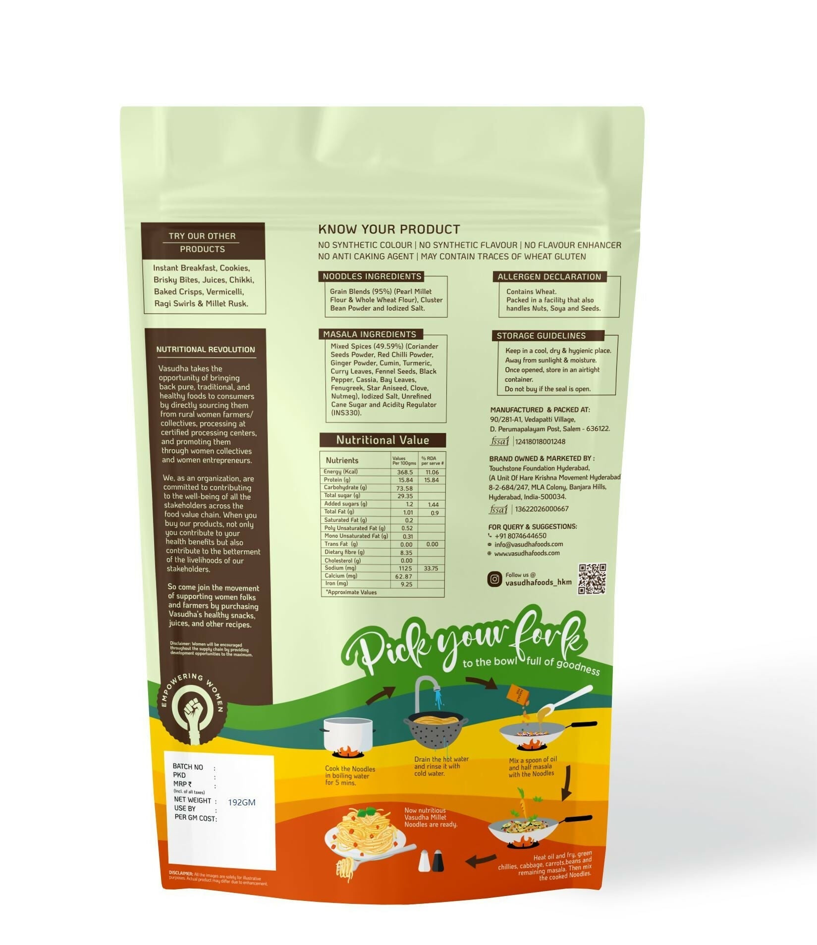 Vasudha Nurtured By Nature Pearl Millet Noodles 