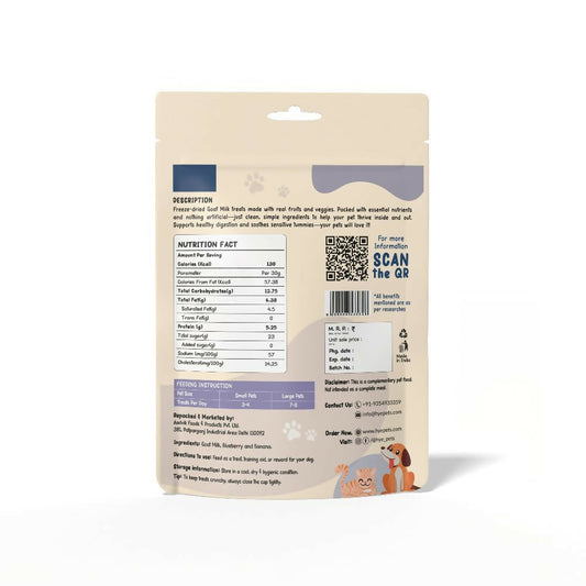 Hye Pets Super Treats For Super Pets – Freeze Dried Treats Made With Goat Milk, Blueberry & Banana 