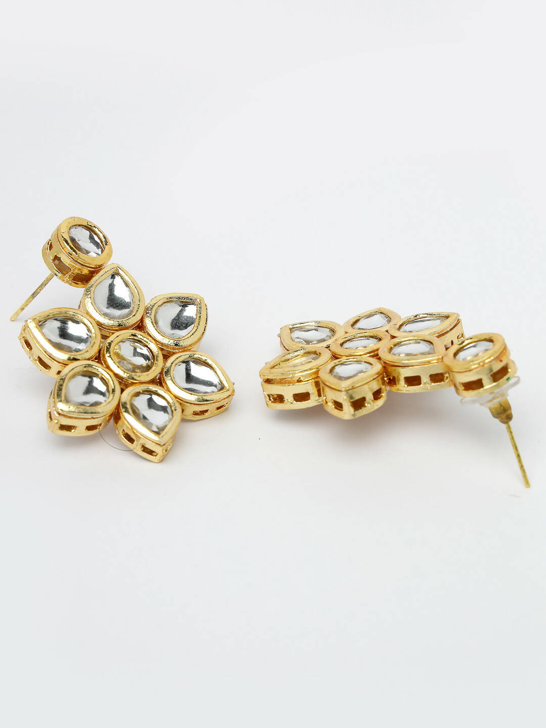 NVR Women's Gold-Plated Kundan 2 Layered Handcrafted Jewellery Sets With Drop Earrings - Grab2buy