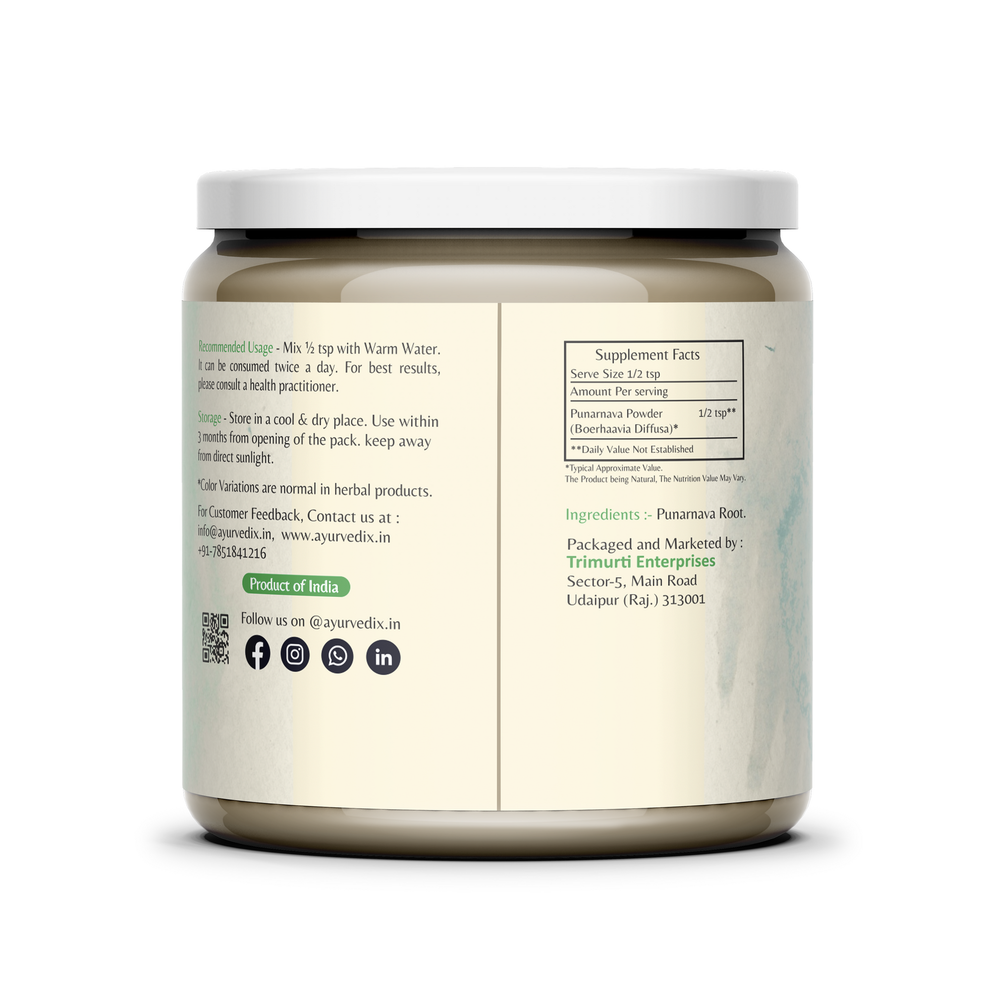 Ayurvedix Organic Punarnava Powder 