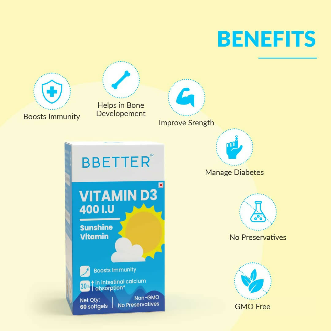BBETTER Vitamin D3 400 IU Capsules - Grab2buy