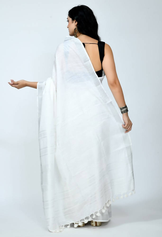Mominos Fashion Moeza Bhagalpuri Handloom Silk White Grab2Buy 