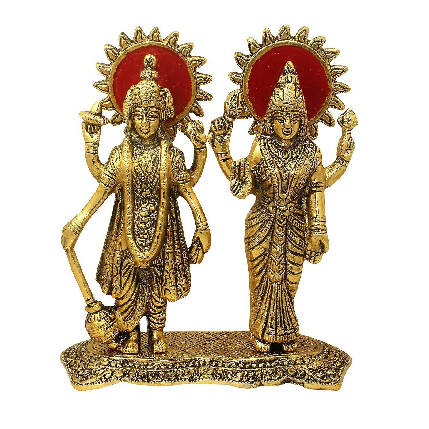 Rockshok Metal Vishnu Lakshmi Golden Idol - Grab2buy