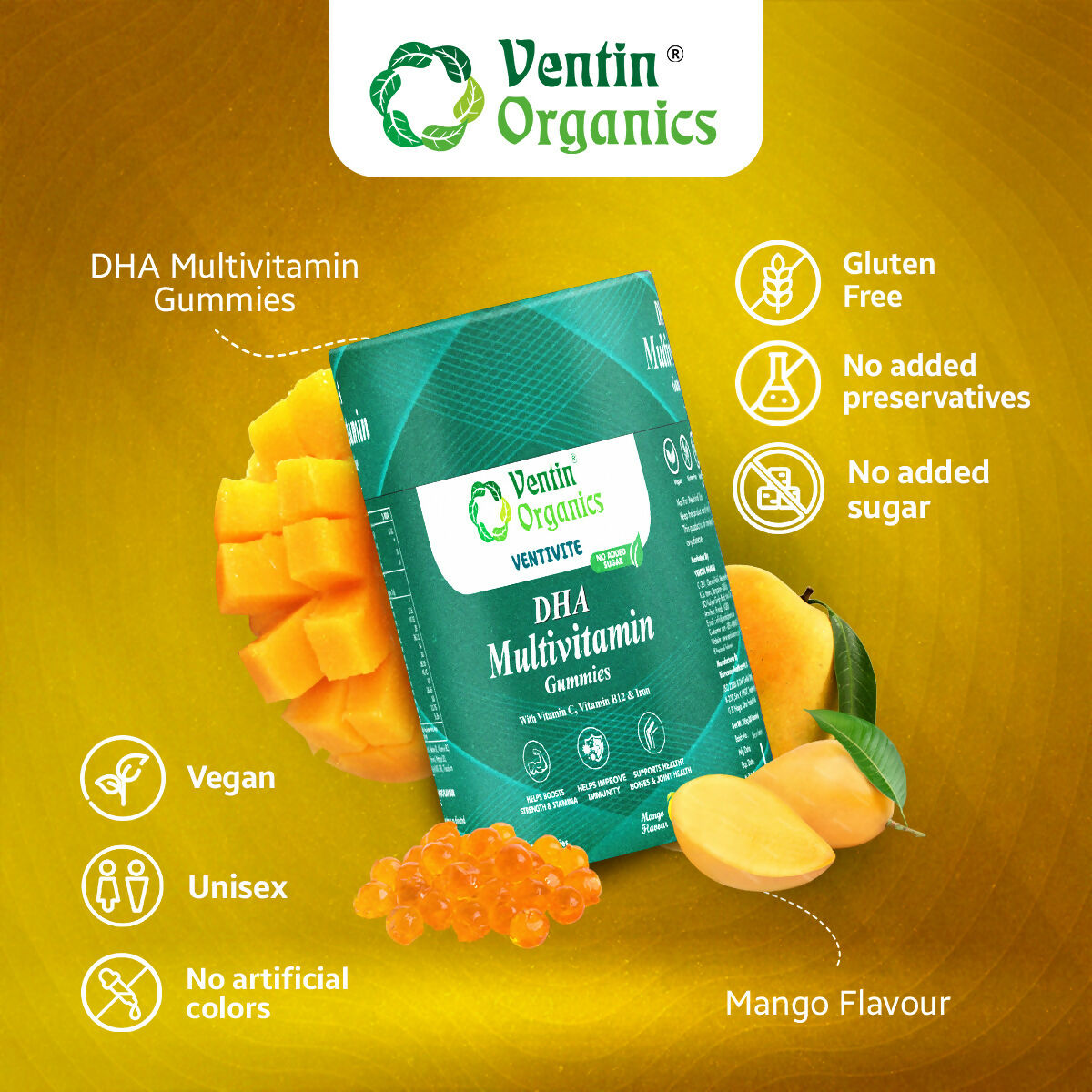 Ventin Organics Ventivite DHA Multivitamin Gummies 