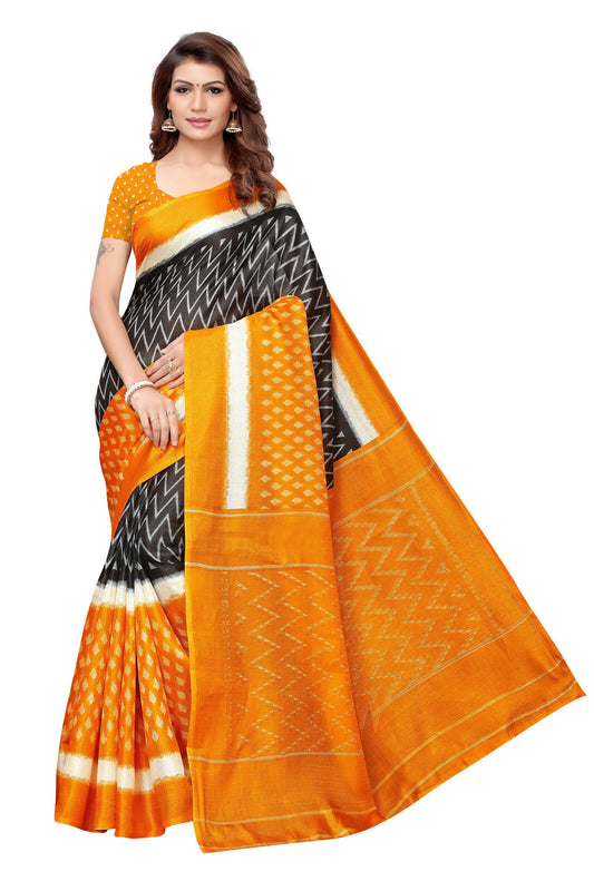 Vamika Mustard Kalamkari With Jhalar Khadi Silk Saree - Grab2buy