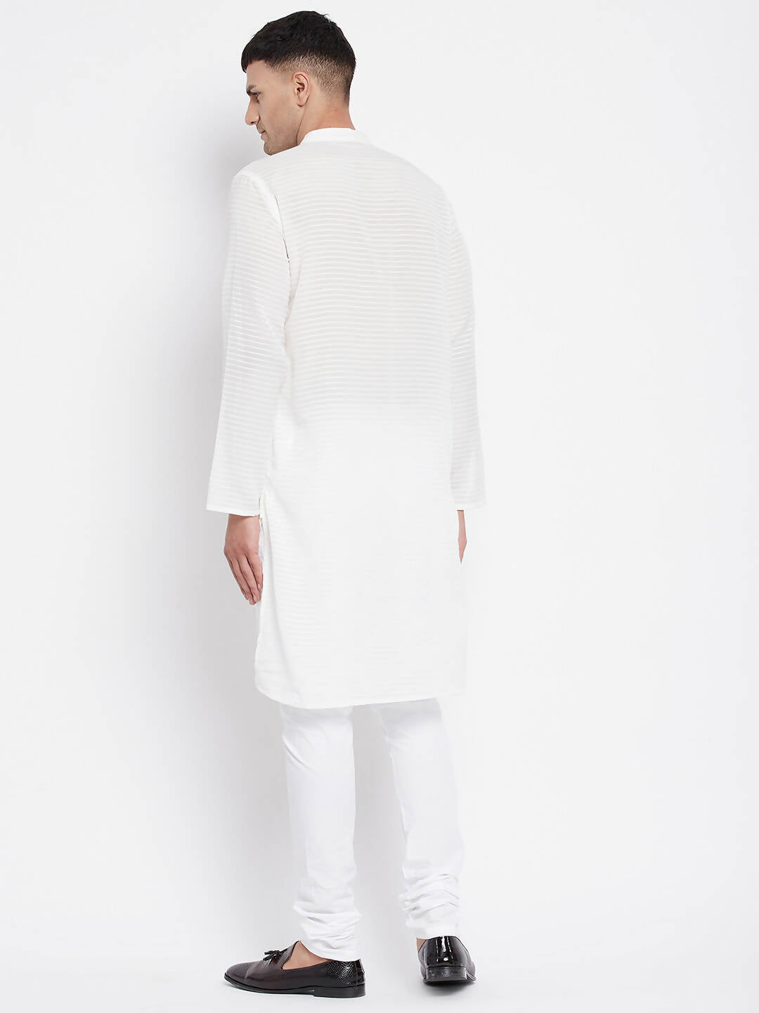 Even Apparels Pure Cotton Men's Kurta With Band Collar in White Color 