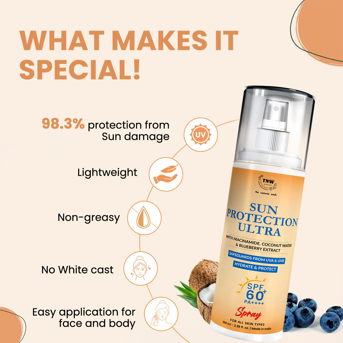 The Natural Wash Sun Defence Sunscreen SPF 60 UVA UVB PA++++ Sunblock Suncream  Grab2Buy The Natural Wash Grab2Buy