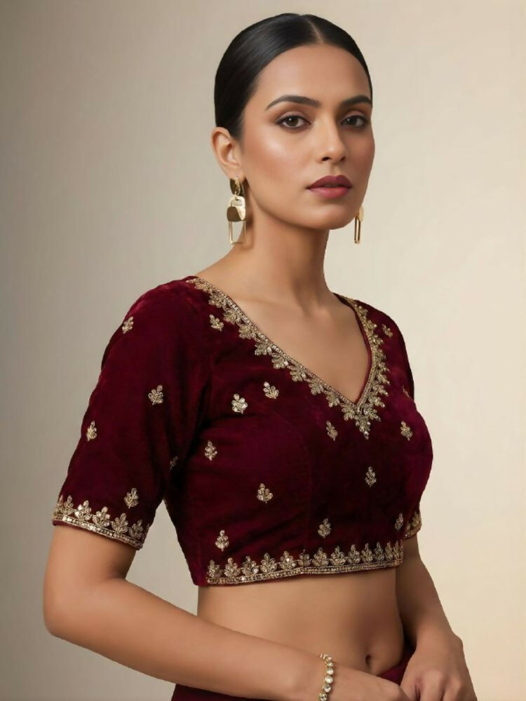 Joban Fashion Maroon Fandy Satin Silk Party Wear Sarees