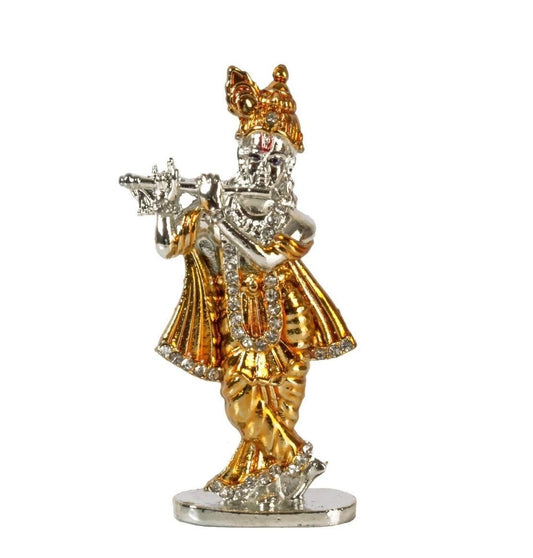 Relicon Lord Krishna Idol Silver Gold Metal Statue - Grab2buy