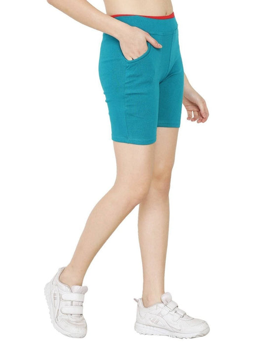 Asmaani Turquoise Color Short Pant with Two Side Pockets