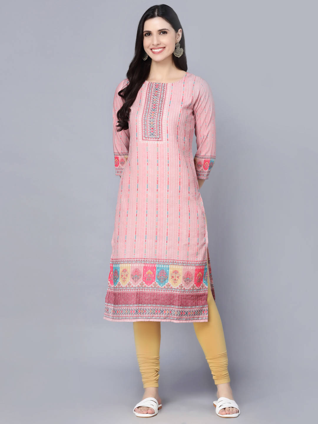 Myshka Women Pink Striped Kurta