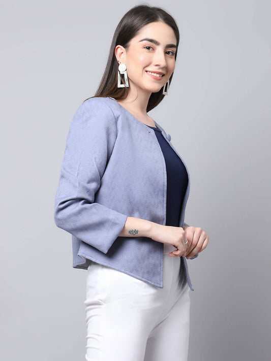 Even Apparels Grey 100% Viscose Open Front Statement Women's Jacket - Grab2buy