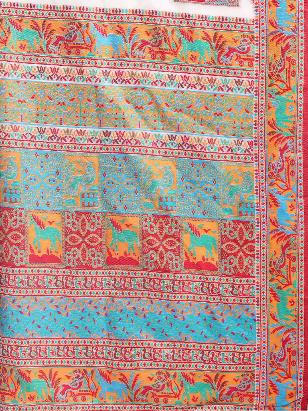 Shree Shyam Fashion Linen Cotton(Woven Work) White Saree