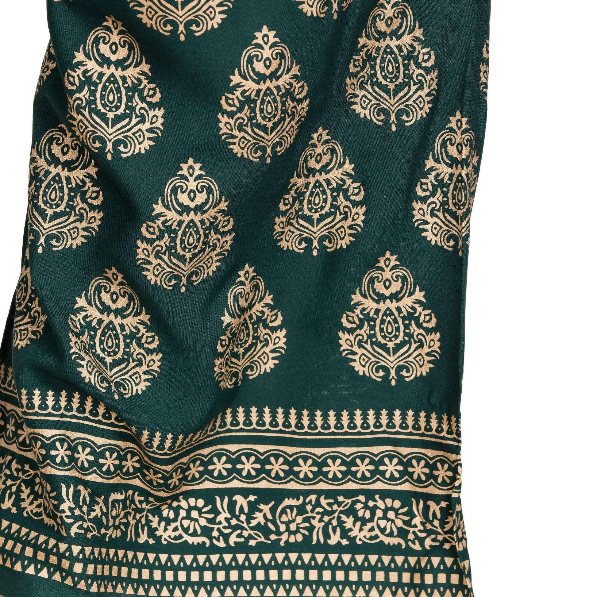 PAVONINE Bottle Green Color Golden Printed Rayon Fabric Sharara For Women & Girls