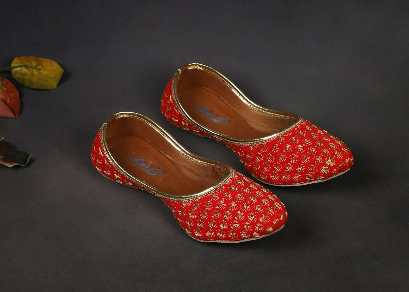 Tiny Bugs Girls Sequin Detailing Ethnic Juttis - Red  Grab2Buy Tiny Bugs Grab2Buy