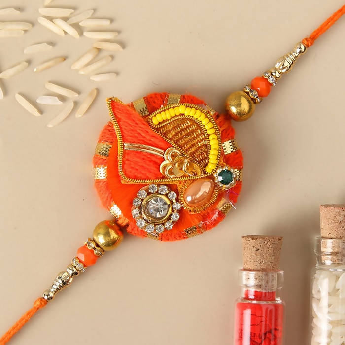 Festive Zardosi Rakhi & Cashew Jar