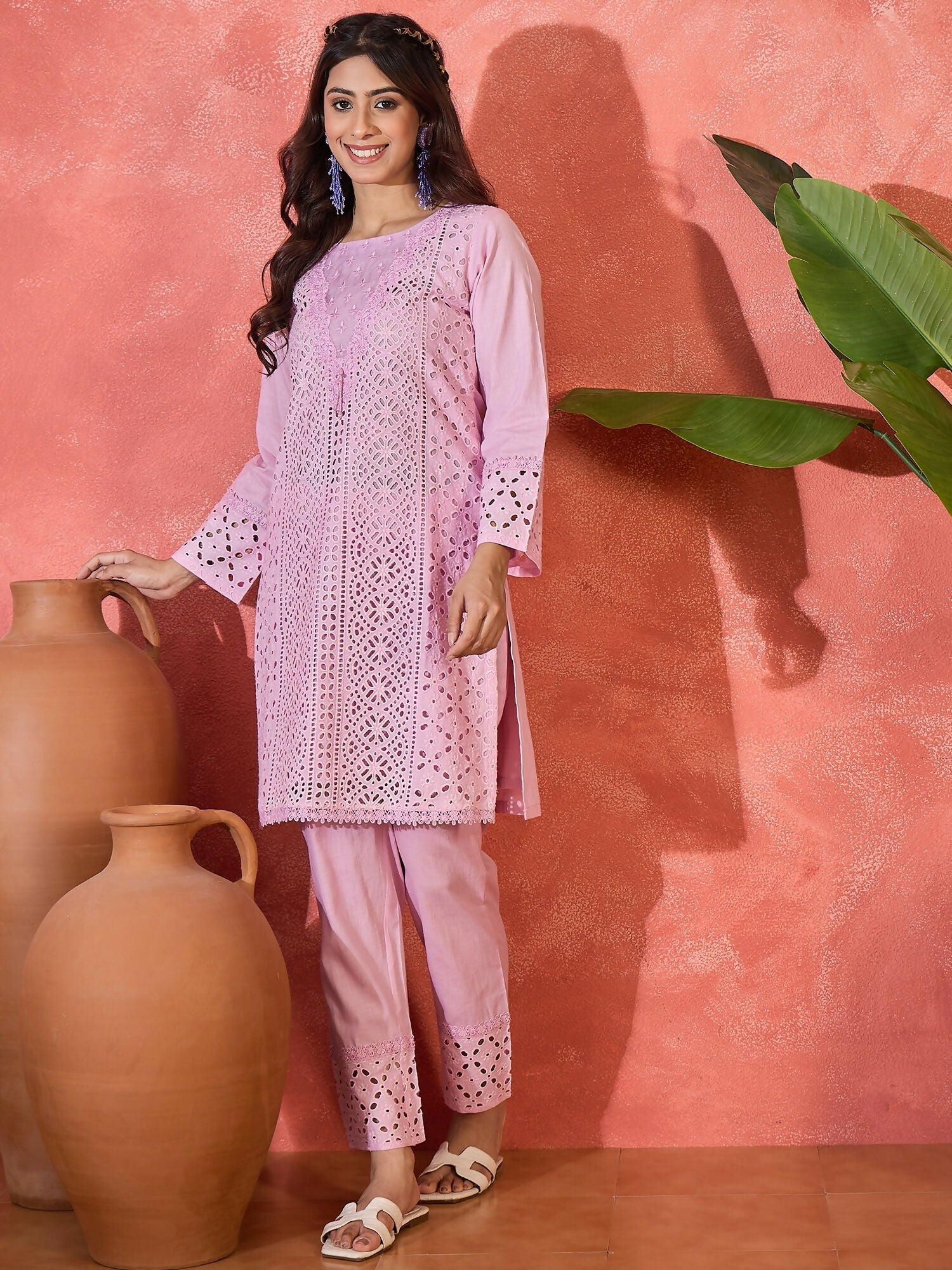 Joban Fashion Embroidery Pink Pure Cotton Cord Set