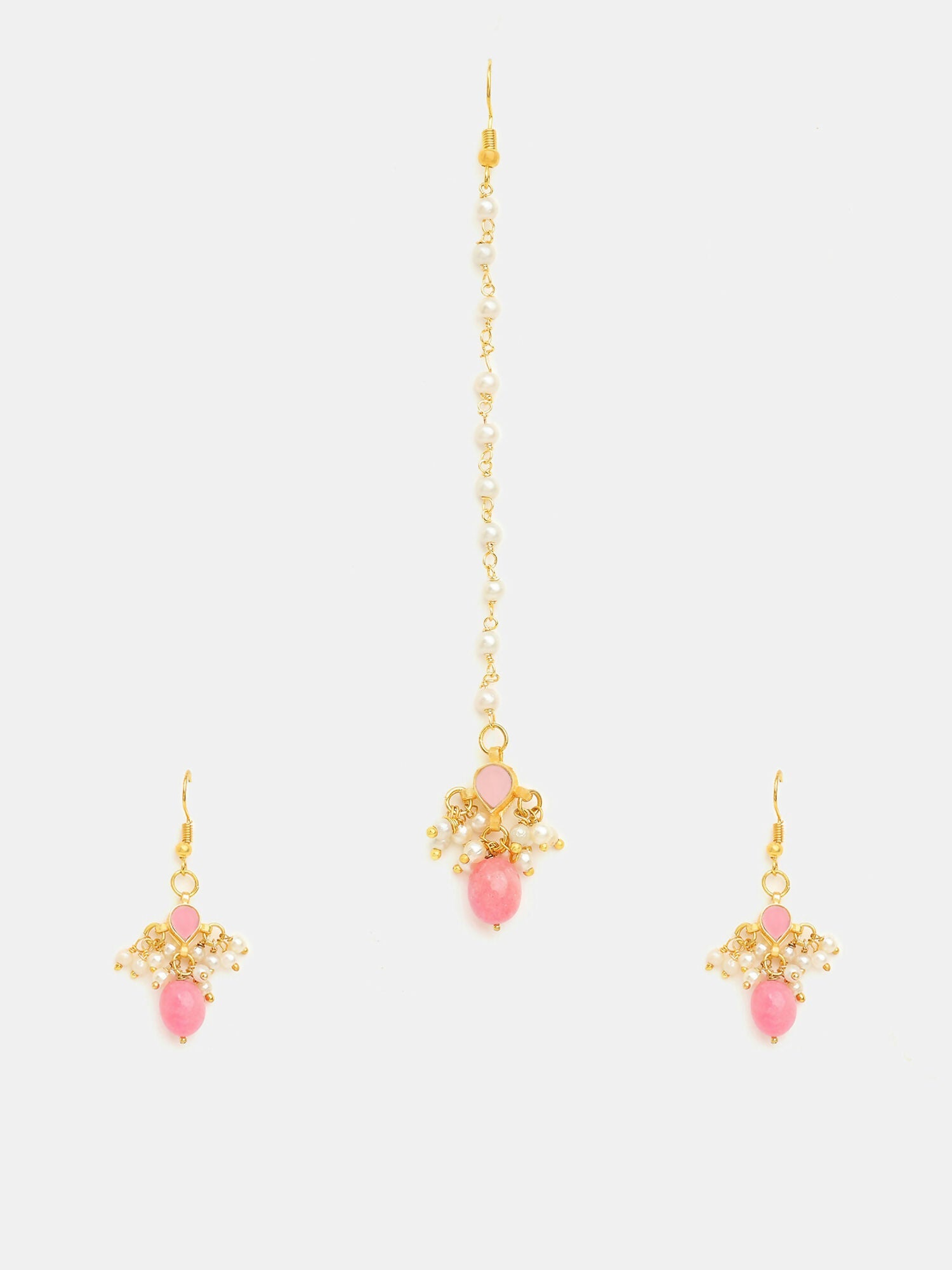 Ruby Raang Mannat Maang Tikka With Pair Of Earrings