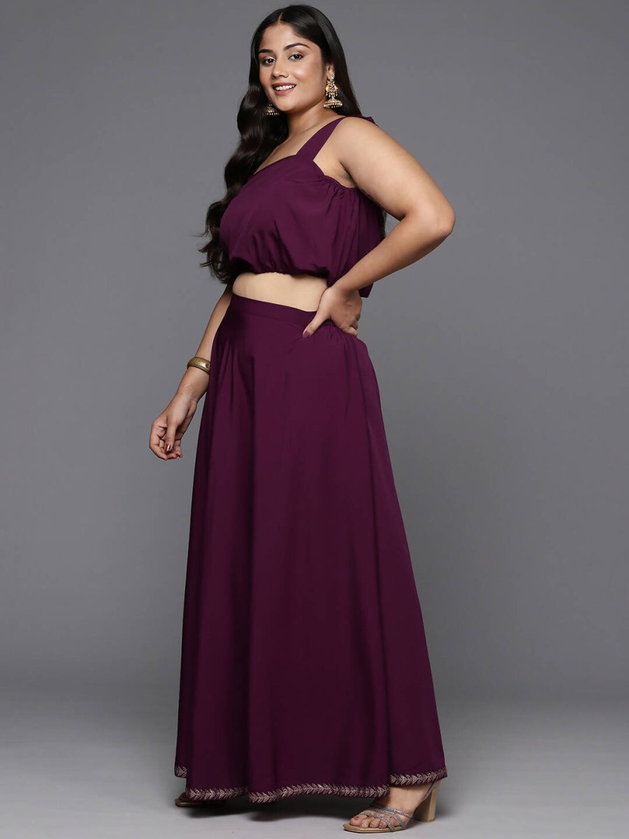 Ahalyaa Women's Traditional Wear Co-ords - Burgundy 