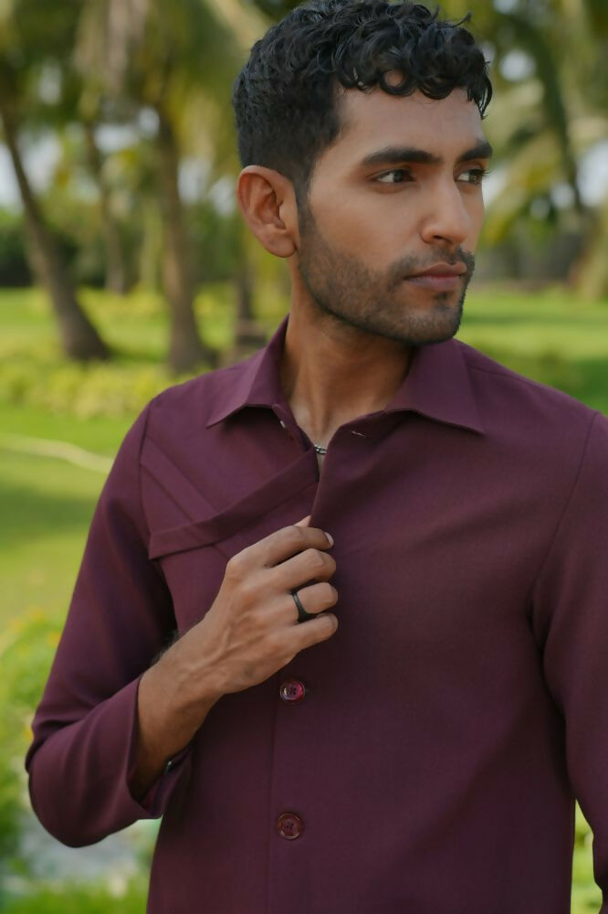 Mono Merge Burgundy Shacket by Hilo Design