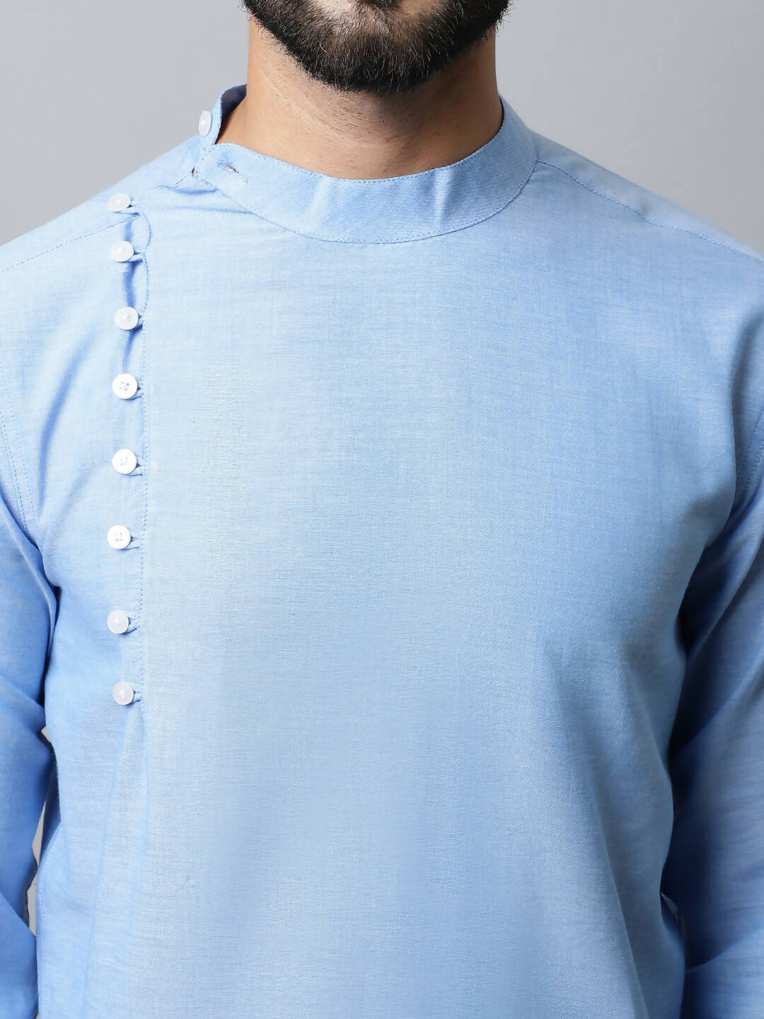 Even Apparels sky Blue Color Pure Cotton Men's Kurta With Side Placket (MMS503) 