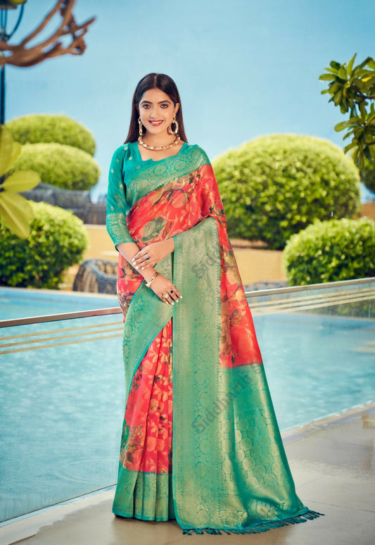 Exclusive Collection Wedding Red Green Collection Banarasi Silk Grab2Buy With Rich Pallu 