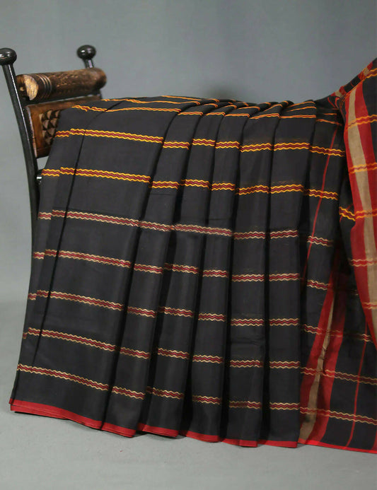 Combo of Black and Red Pure Narayanpet Cotton Saree By Gayathri Reddy Designer Studio - Grab2buy