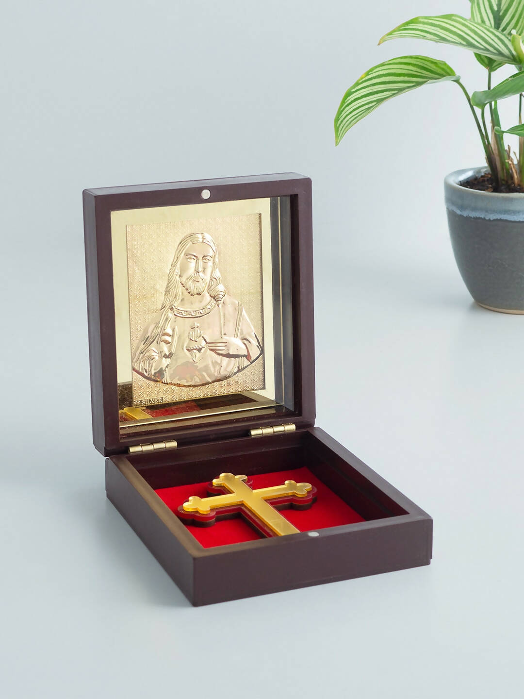 Golden Peacock Brown & Red 24 Ct Gold Foil Lord Jesus Christ 