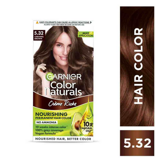 Garnier Color Naturals Creme Riche Hair Color - Shade 5.32 Caramel Brown - Distacart