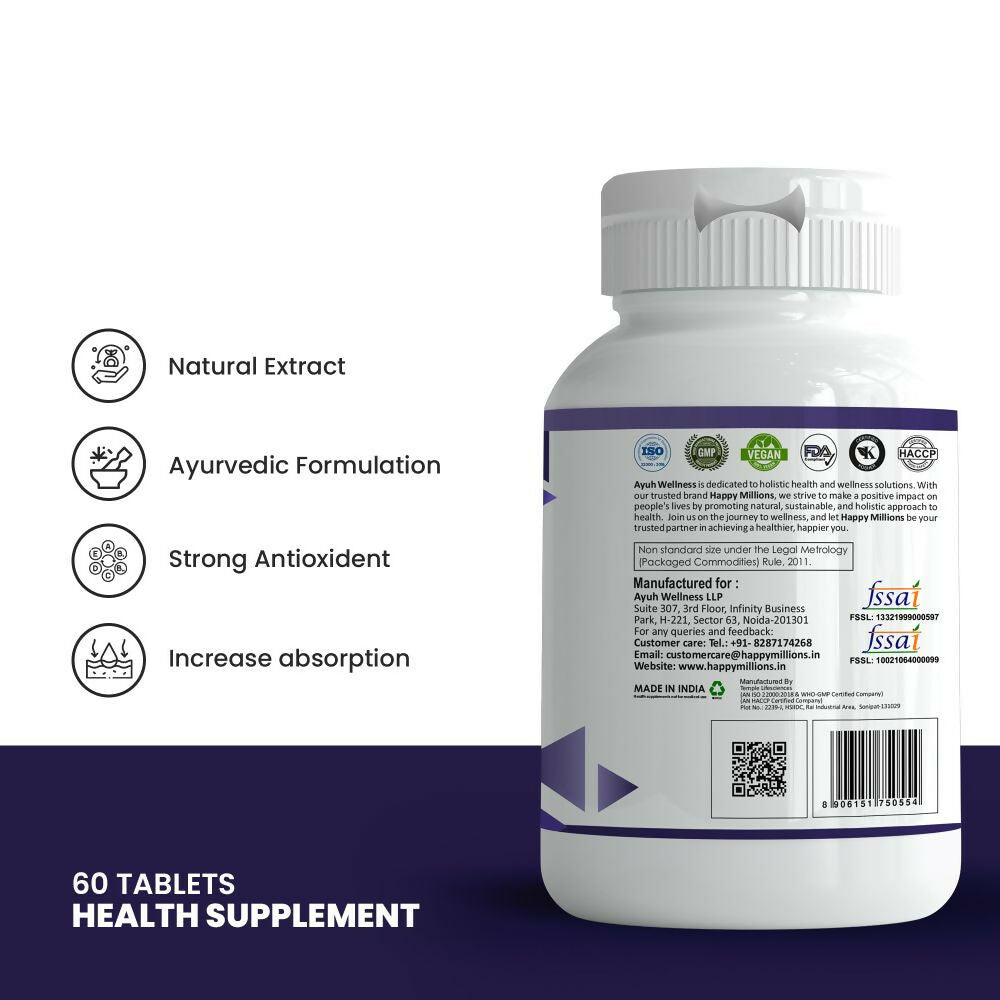 HappyMillions BoneStorm D Tablets | Calcium, Vitamin D3, Magnesium & Zinc 