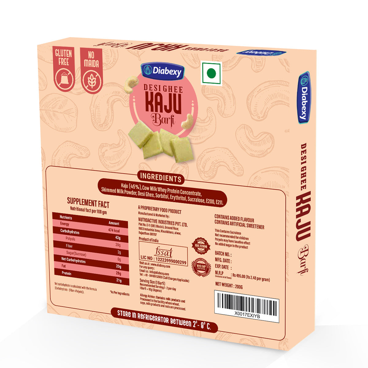 Diabexy Desi Ghee Kaju Barfi 